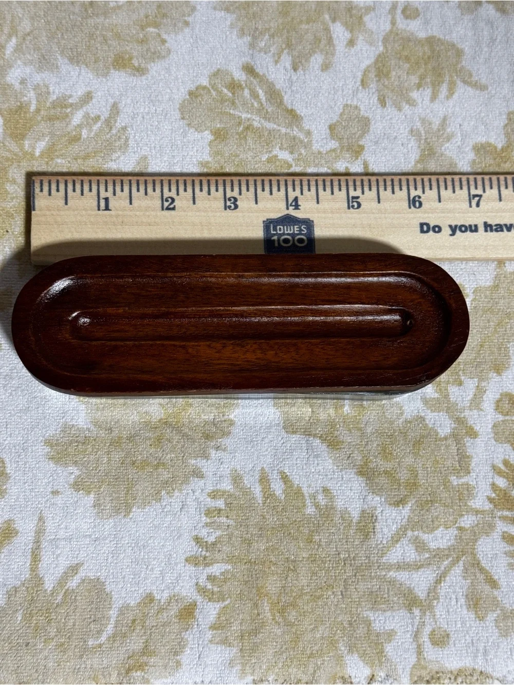 Thick Clear Oval Glass Container/Organizer w/ Brown Wooden Lid Cover